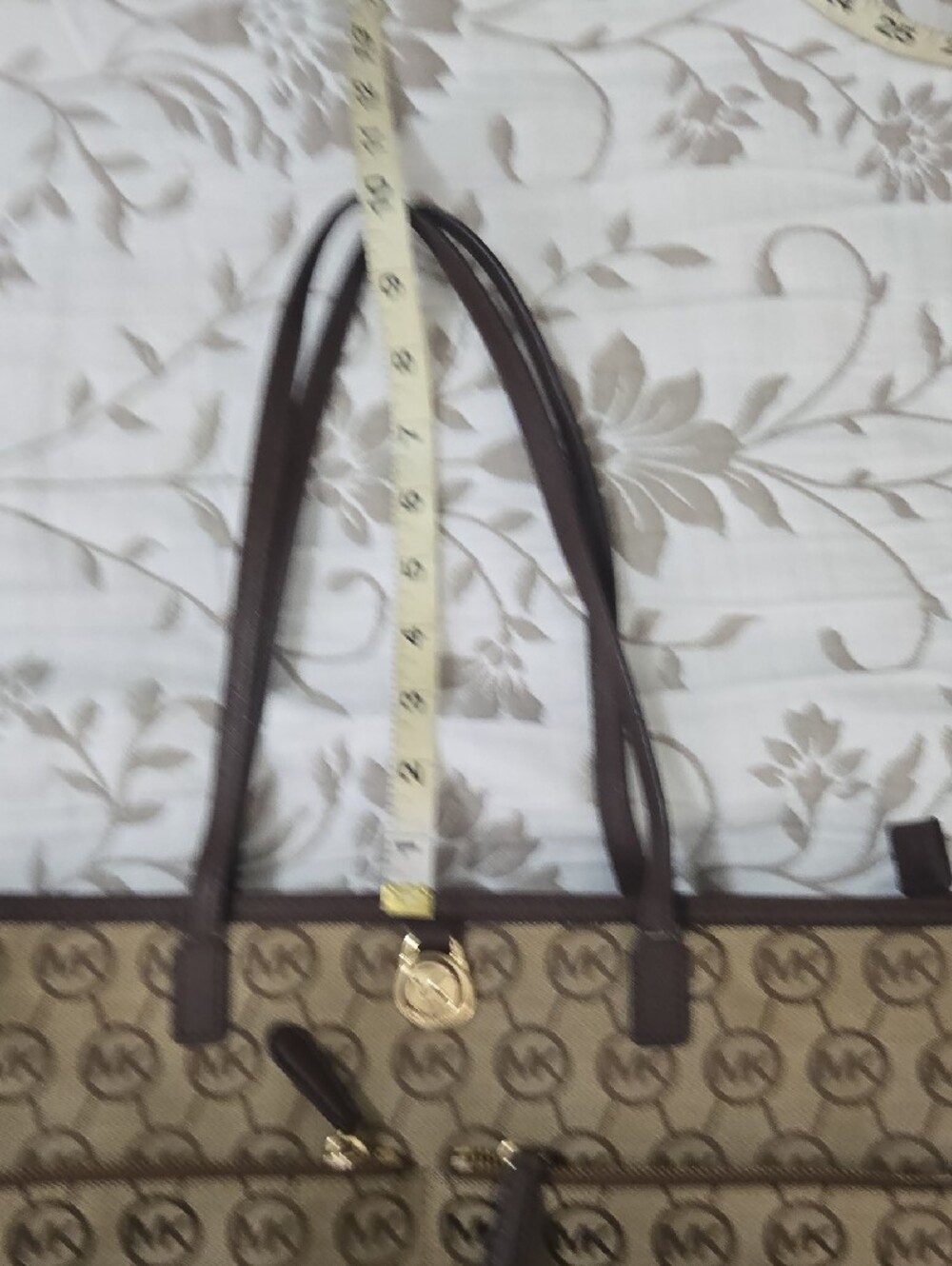 Michael Kors Brown and Beige MK Monogram Tote - Picture 10 of 13